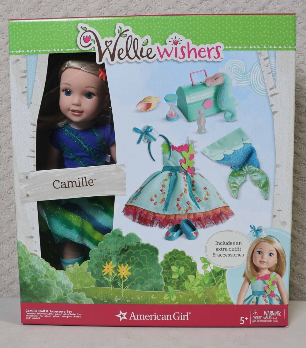 NWT American Girl Welliewishers Camille Doll Set Sea Time Garden Playset